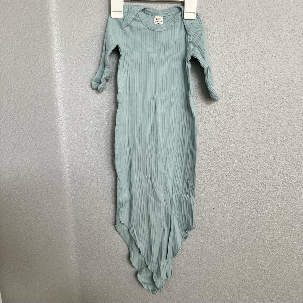 Kate Quinn KNOTTED GOWN | SKY BLUE | ORGANIC COTTON WIDE RIB 0-3 MTH